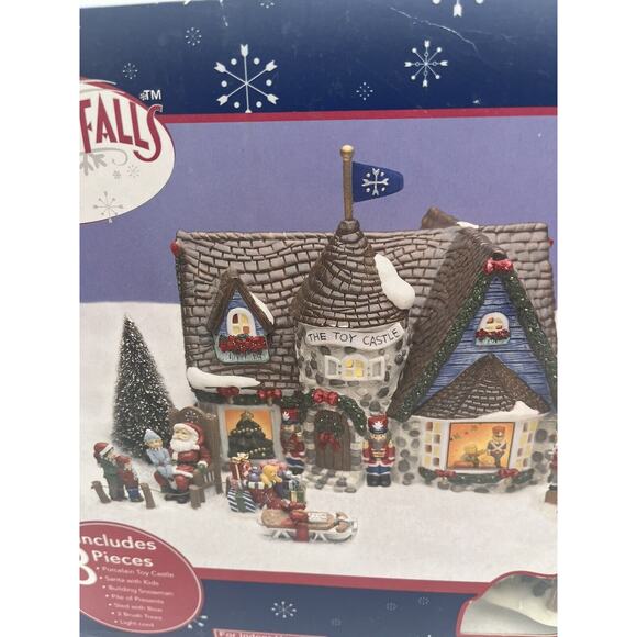 Snowflake Falls 8 Piece Porcelain Toy Castle Set Christmas Village Decor - Picture 3 of 12